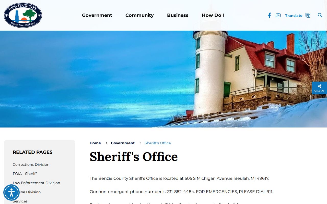 Benzie County arrest history through the Sheriff's Office