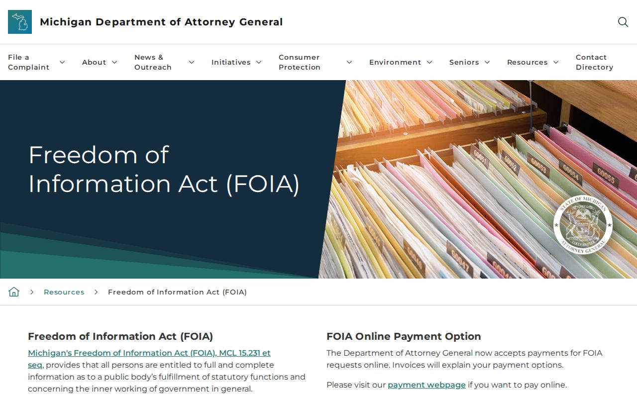 Benzonia criminal history Michigan FOIA guide