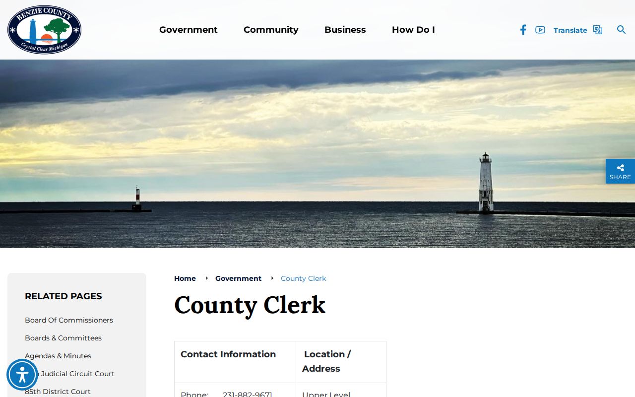 Benzie County criminal court case records at the County Clerk