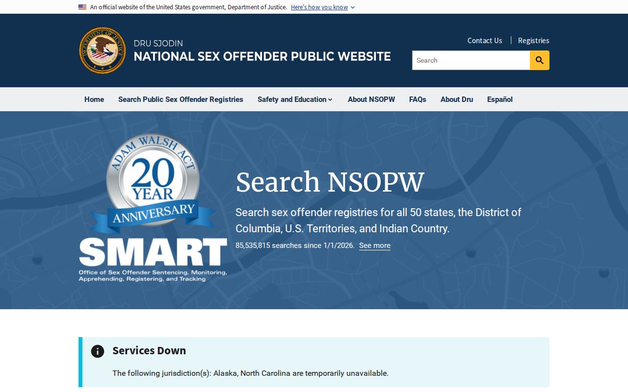 Benzie County sex offender check with the national NSOPW search